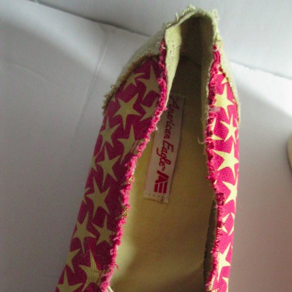 American Eagle Pink and Yellow Star Slip On Wedges - Picture 3 of 7